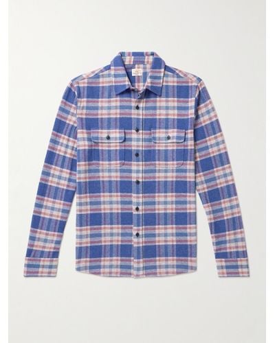Faherty Legendtm Checked Recycled Knitted Shirt - Blue