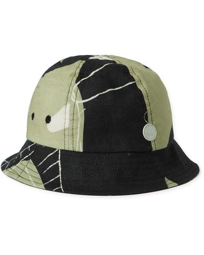 Folk Logo-appliquéd Printed Cotton Bucket Hat - Green