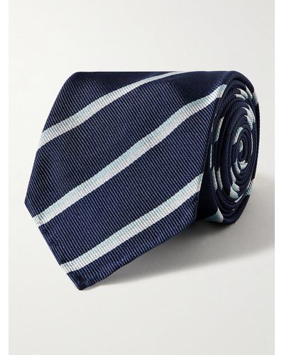 Sid Mashburn Cravatta in twill di seta a righe - Blu