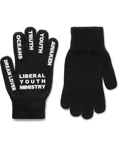 Liberal Youth Ministry Logo-appliquéd Stretch-knit Gloves - Black