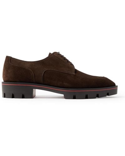 Christian Louboutin Davisol Suede Derby Shoes - Brown