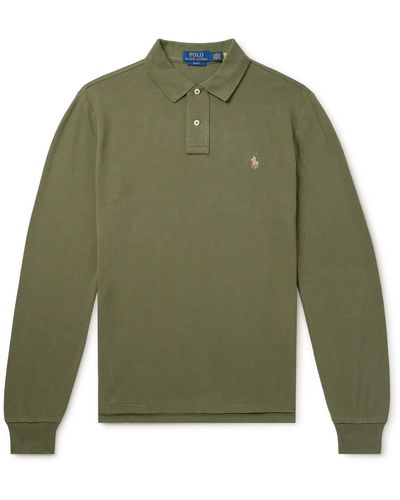 Polo Ralph Lauren Logo-embroidered Cotton-piqué Polo Shirt - Green