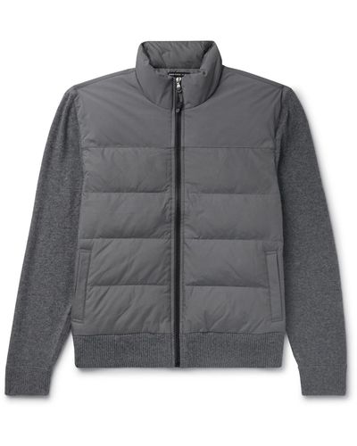 James Perse Quilted Nylon-panelled Wool And Cashmere-blend Down Jacket - Gray