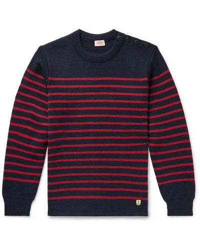 Armor Lux Molène Logo-appliquéd Striped Wool Sweater - Red