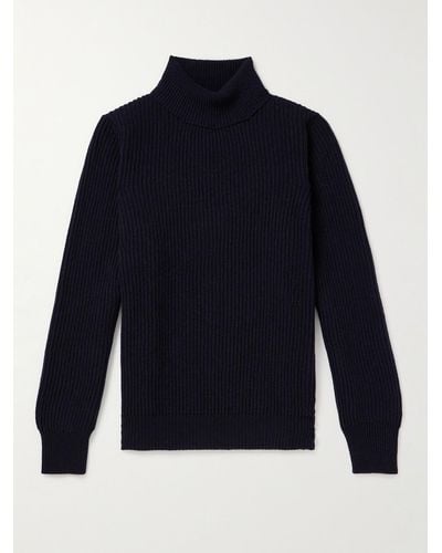 De Petrillo Ribbed Wool And Cashmere-blend Sweater - Blue