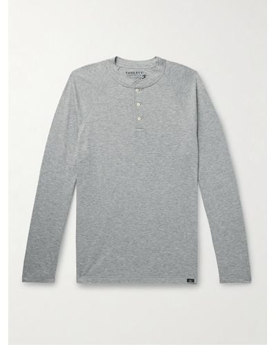 Faherty Cloud Pima Cotton And Modal-blend Jersey Henley T-shirt - Grey