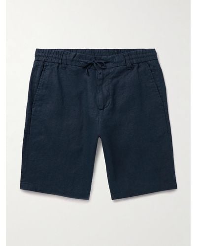 NN07 Seb 1454 Straight-leg Linen Drawstring Shorts - Blue