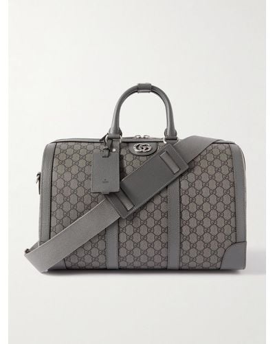 Gucci Ophidia Bowling-Tasche aus beschichtetem Canvas mit Logomuster und Lederbesätzen - Grau