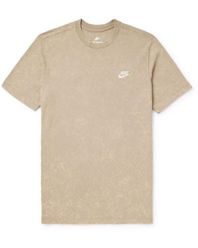 Nike Sportswear Club Logo-embroidered Cotton-jersey T-shirt - Natural