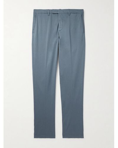 Boglioli Straight-leg Cotton-blend Suit Trousers - Blue