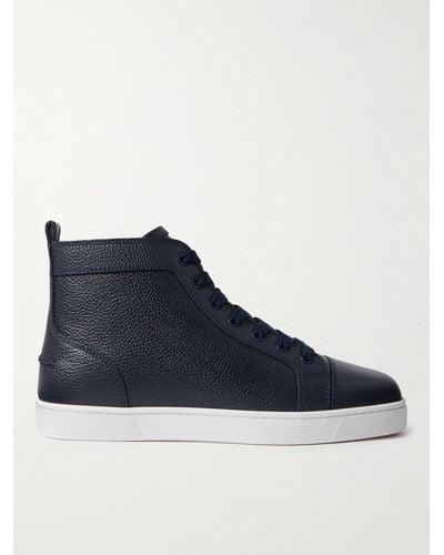 Christian Louboutin Louis Full-grain Leather High-top Trainers - Blue