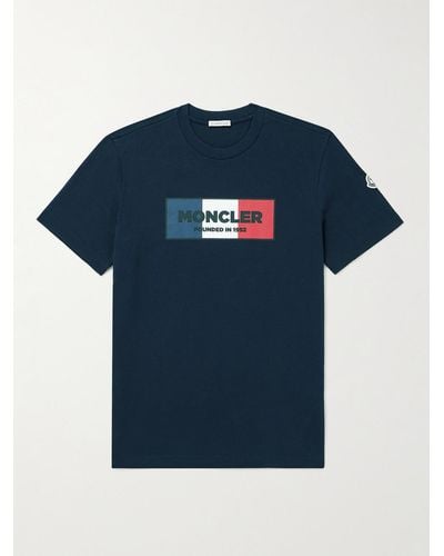 Moncler Slim-fit Logo-print Cotton-jersey T-shirt - Blue