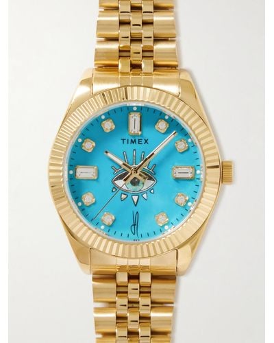 Timex Jacquie Aiche 36mm Gold-tone Crystal Watch - Blue