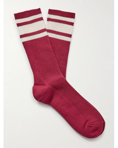 MR P. Socken aus einer Baumwollmischung in Rippstrick mit Streifen - Rot