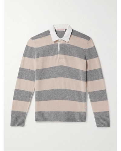Orlebar Brown Striped Merino Wool Jumper - Grey