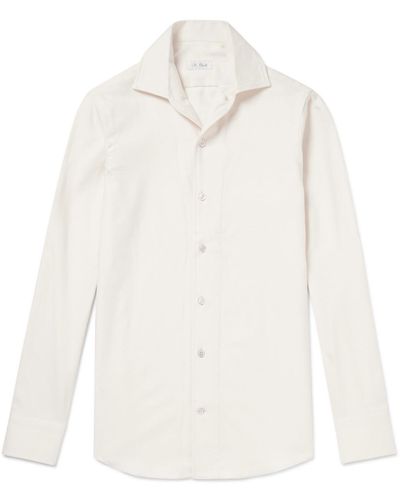 De Petrillo Brushed Cotton-twill Shirt - White