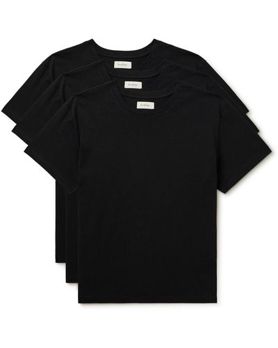 Second Layer Three-pack Cotton-jersey T-shirts - Black