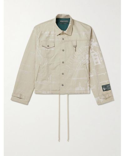 Reese Cooper Printed Herringbone Cotton-twill Coach Jacket - Natural