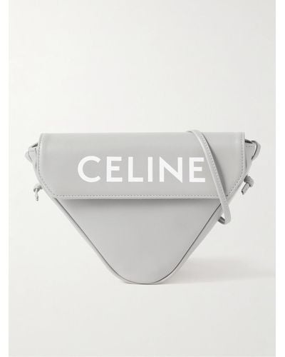 Celine Logo-print Leather Messenger Bag - White