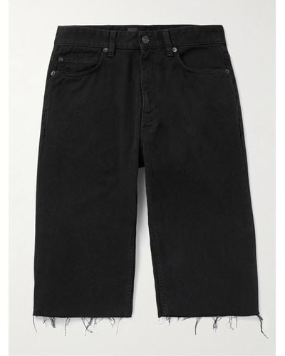 Balenciaga Slim-fit Straight-leg Distressed Denim Shorts - Black