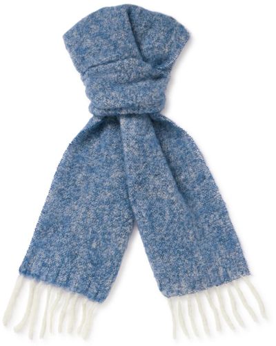 NN07 9006 Fringed Wool-blend Scarf - Blue