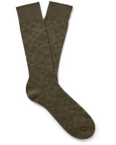 Anonymous Ism Quilt Jacquard-knit Cotton-blend Socks - Gray