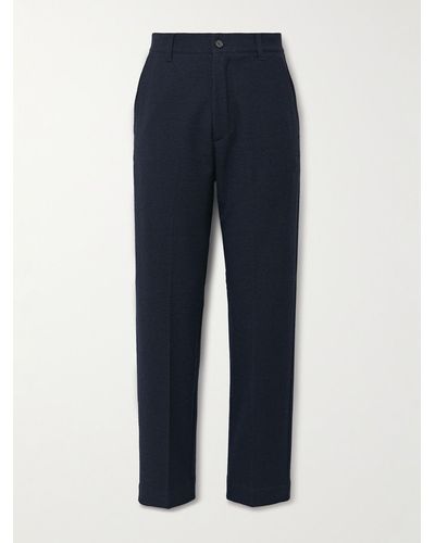 Altea Slim-fit Straight-leg Seersucker Trousers - Blue