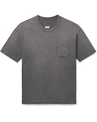 Visvim Jumbo Distressed Garment-dyed Cotton-jersey T-shirt - Gray