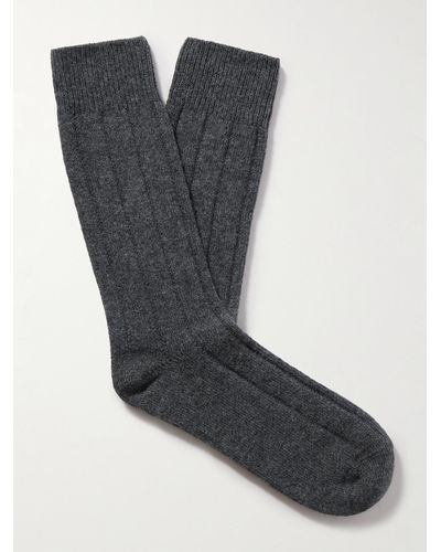 Anderson & Sheppard Ribbed-knit Socks - Black