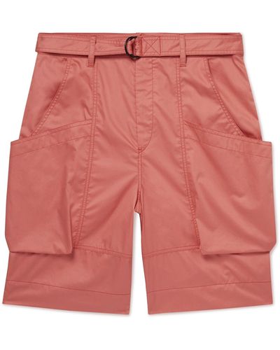 Isabel Marant Frayis Wide-leg Belted Cotton-satin Cargo Shorts - Red