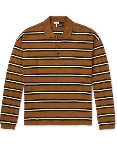 Loewe Paula's Ibiza Striped Cotton Polo Shirt - Brown
