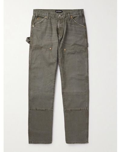 CHERRY LA Gerade geschnittene Hose aus Baumwoll-Canvas - Grau