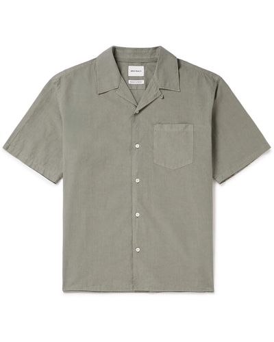 Norse Projects Carsten Convertible-collar Cotton And Tm Lyocell-blend Shirt - Gray