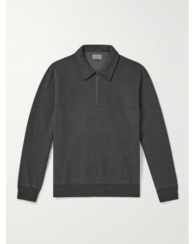 Hartford Cotton-blend Jersey Half-zip Sweater - Grey