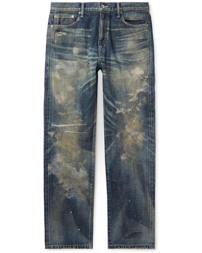 Neighborhood Savage Straight-leg Distressed Selvedge Jeans - Blue