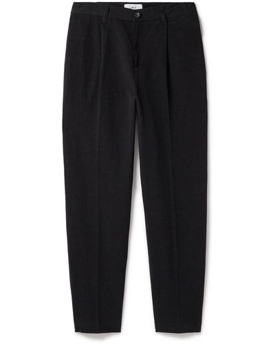 MR P. Tapered Pleated Linen - Black