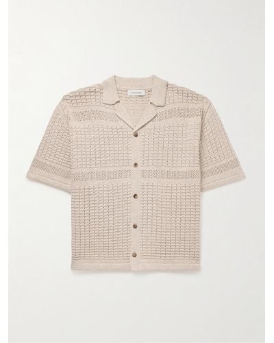 LE17SEPTEMBRE Camp-collar Open-knit Cotton-blend Shirt - Natural