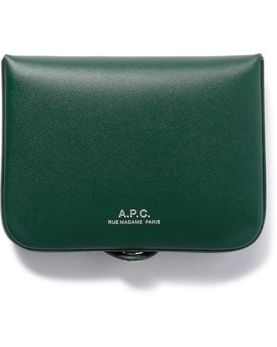 A.P.C. Josh Logo-detailed Leather Wallet - Green