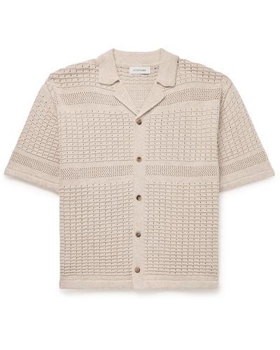 LE17SEPTEMBRE Camp-collar Open-knit Cotton-blend Shirt - Natural