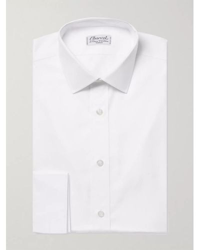Charvet Camicia slim-fit in cotone royal Oxford bianco