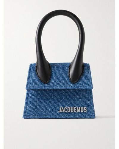 Jacquemus Le Chiquito Tasche aus Denim mit Lederbesatz und Logoverzierung - Blau