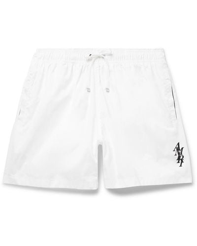 Amiri Straight-leg Mid-length Logo-appliquéd Swim Shorts - White