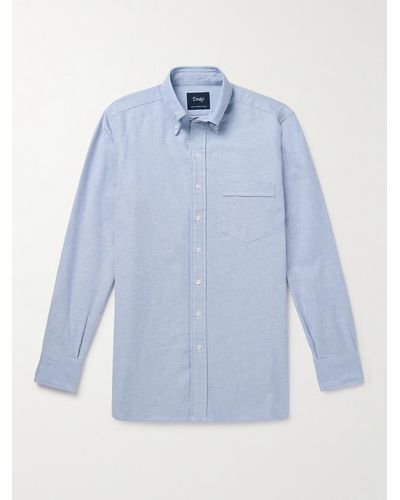 Drake's Camicia slim-fit in cotone Oxford con collo button-down - Blu