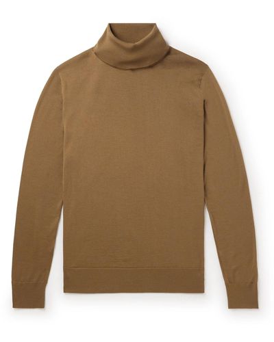 Loro Piana Dolcevita Slim-fit Virgin Wool Rollneck Sweater - Natural