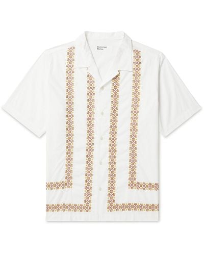 Universal Works Minari Embroidered Camp-collar Poplin Shirt - White