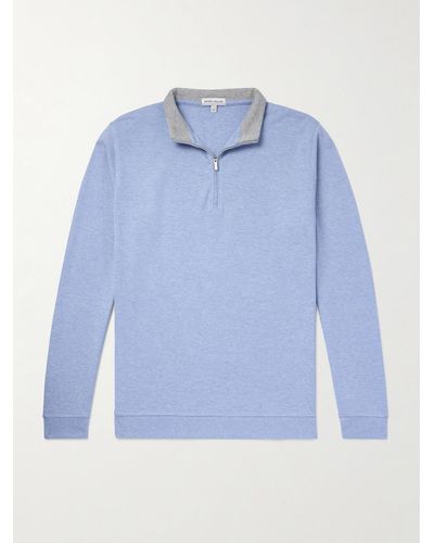 Peter Millar Crown Cotton-blend Jersey Half-zip Sweatshirt - Blue