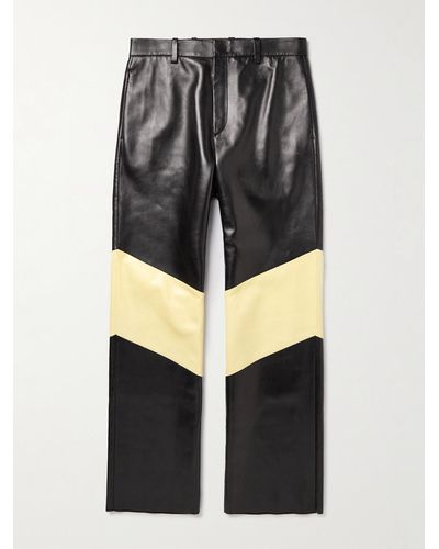 Jil Sander Straight-leg Colour-block Panelled Leather Trousers - Black