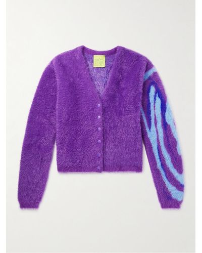 Sky High Farm Quil Lemons Textured-knit Cardigan - Purple