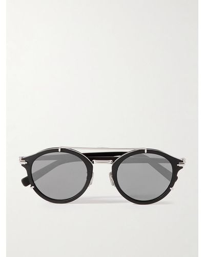 Dior Blacksuit R7U Sonnenbrille mit rundem Rahmen aus Azetat und silberfarbenen Details - Schwarz