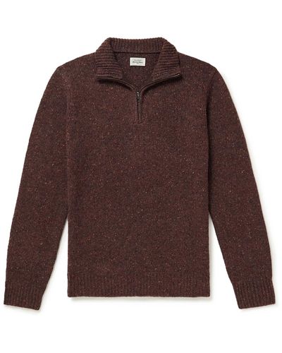 Hartford Donegal Wool-blend Half-zip Sweater - Brown